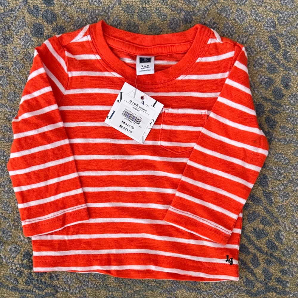 NWT Janie and Jack Orange and White Stripe Shirt